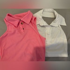 2 in 1 price, both are new Women Top Pink and White Size S super Stretchy